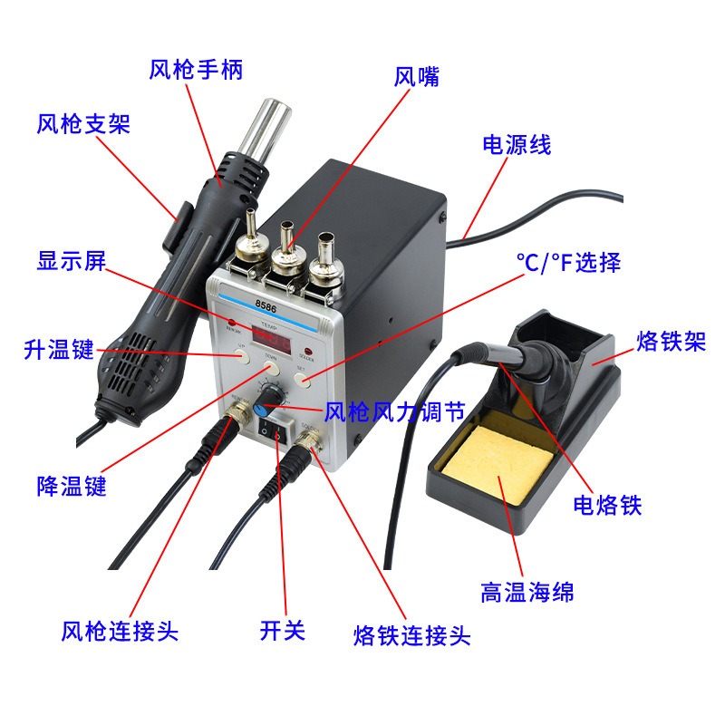 8586 – wielofunkcyjna stacja d – Smd Rework Station Hot Air Soldering 2 In 1 recenzja i cena